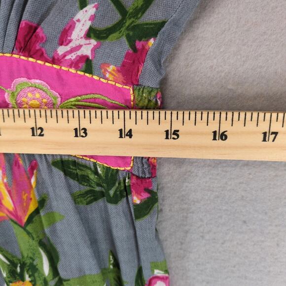 Charlie Paige Floral Tiered Maxi Dress Sz S Embroidered Lace Trim Flared Sleeve - Picture 8 of 10